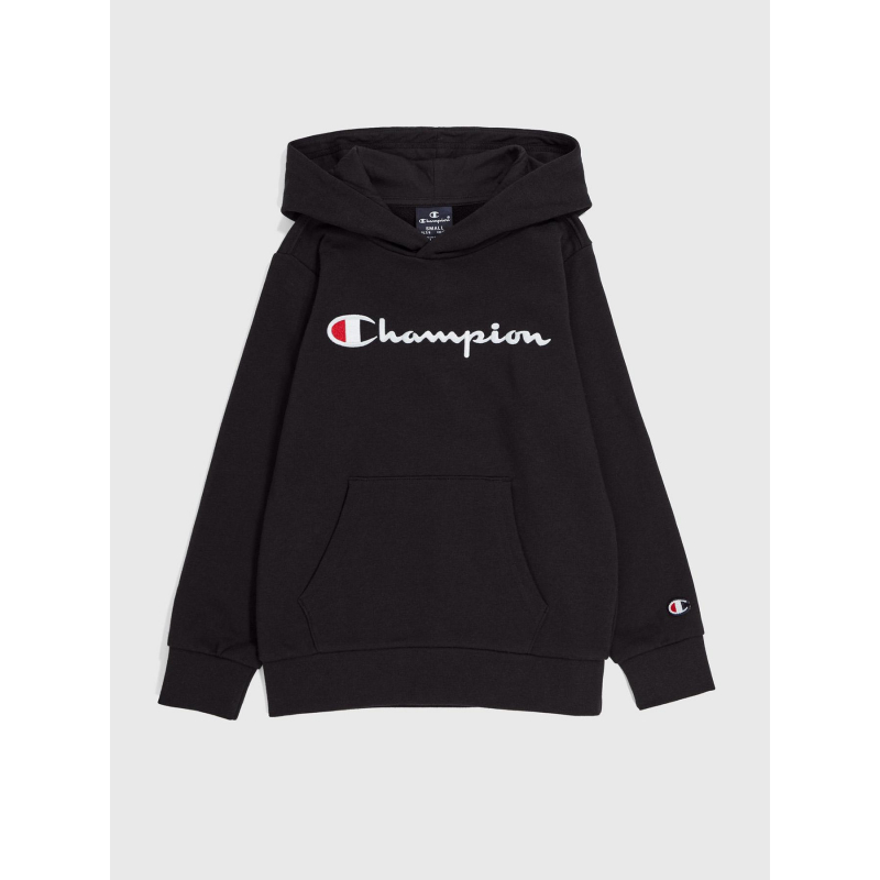 Sweat à capuche logo brodé noir enfant - Champion