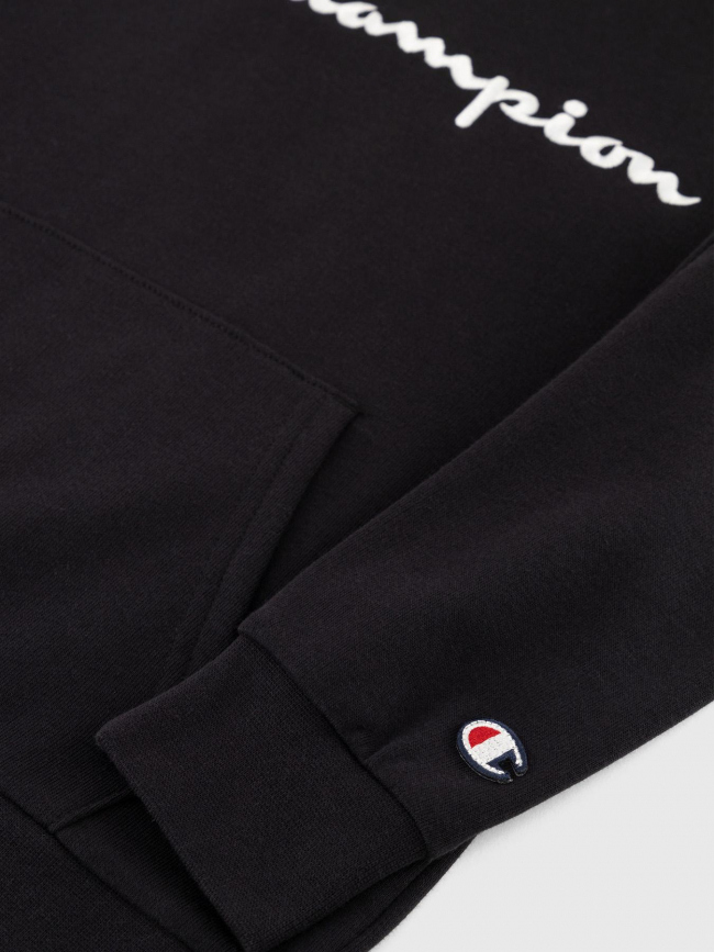 Sweat à capuche logo brodé noir enfant - Champion