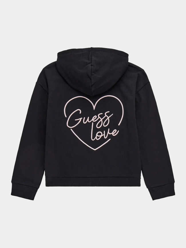 Sweat zippé à capuche active love noir fille - Guess