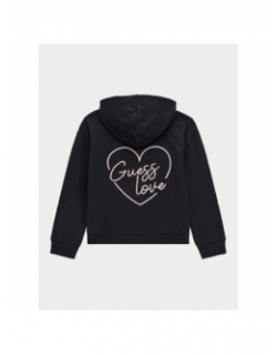 Sweat zippé à capuche active love noir fille - Guess