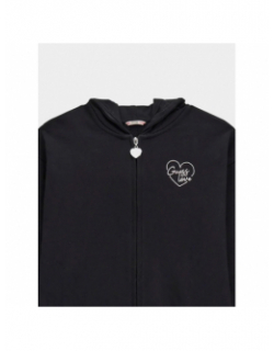 Sweat zippé à capuche active love noir fille - Guess