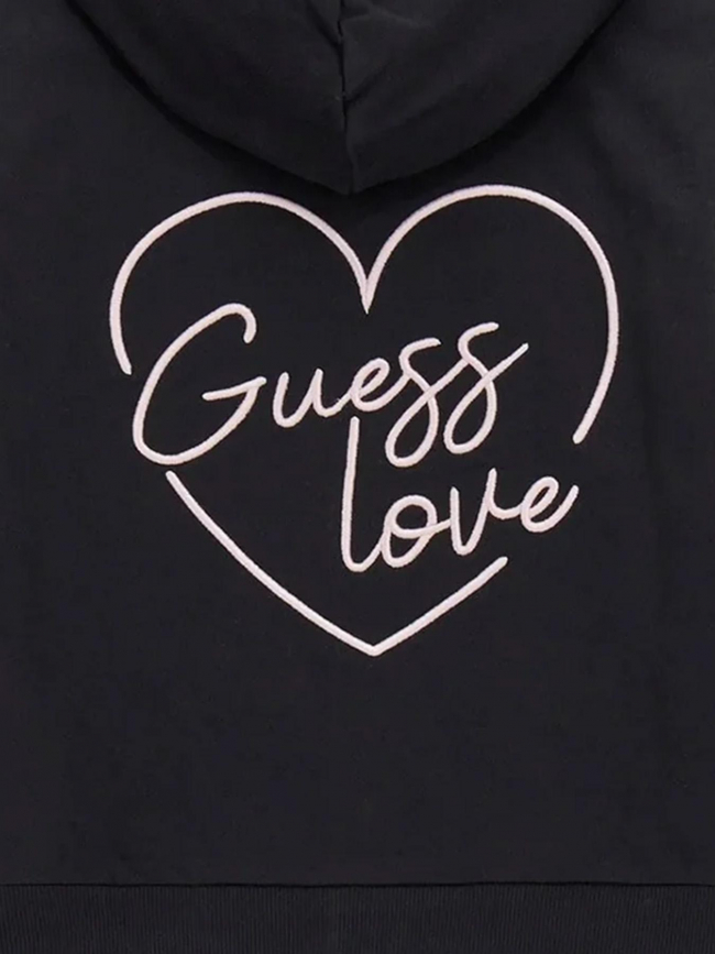 Sweat zippé à capuche active love noir fille - Guess