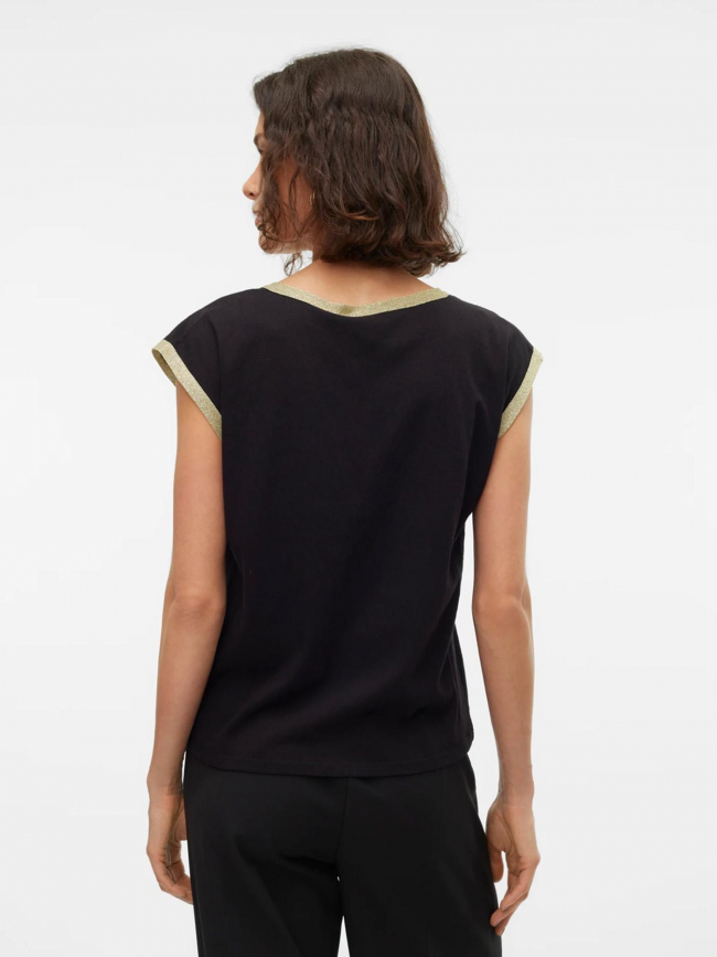 T-shirt col v doré maldora noir femme - Vero Moda