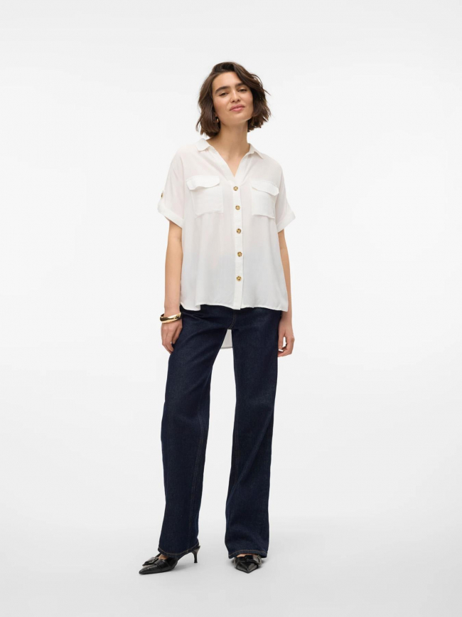 Chemisier manches courtes bumpy blanc femme - Vero Moda