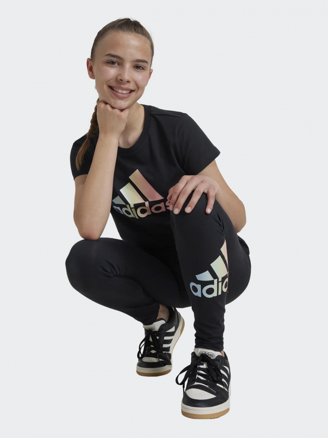 T-shirt logo brillant noir fille - Adidas