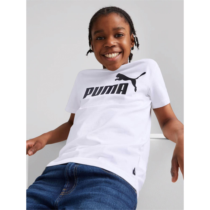 T-shirt classique logo blanc noir enfant - Puma