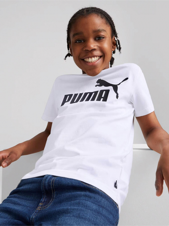 T-shirt classique logo blanc noir enfant - Puma
