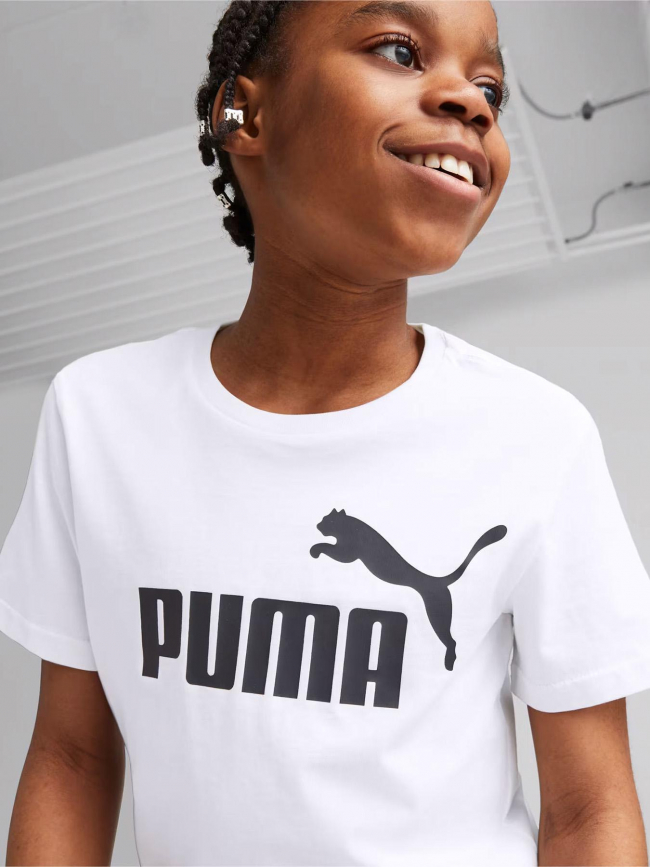 T-shirt classique logo blanc noir enfant - Puma