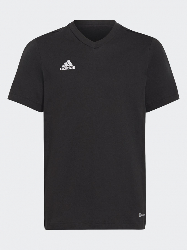 T-shirt col v uni logo brodé ent22 noir enfant - Adidas