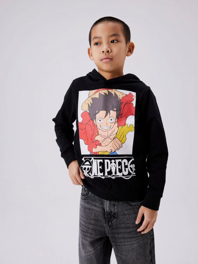 Sweat à capuche one piece luffy noir enfant - Name It