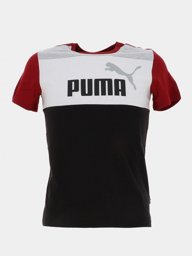 T-shirt essential block noir blanc bordeaux enfant - Puma