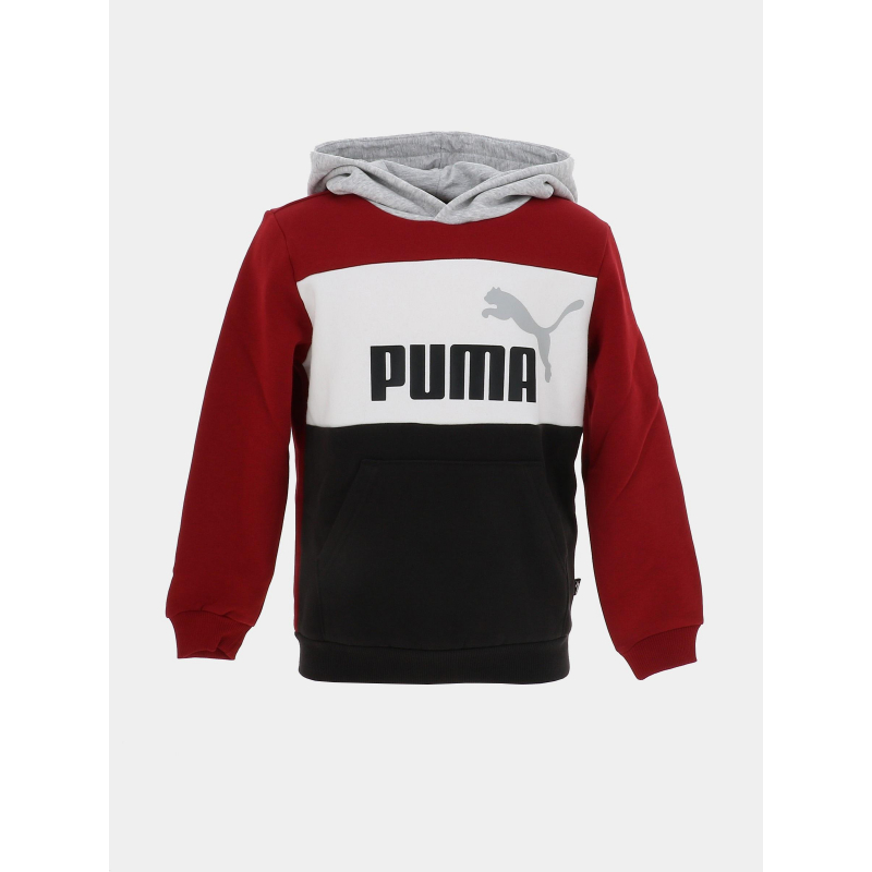 Sweat à capuche colorblock noir blanc gris rouge enfant - Puma