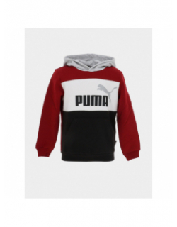 Sweat à capuche colorblock noir blanc gris rouge enfant - Puma