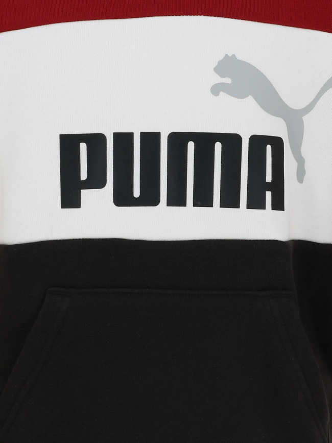 Sweat à capuche colorblock noir blanc gris rouge enfant - Puma