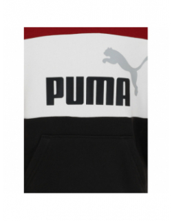 Sweat à capuche colorblock noir blanc gris rouge enfant - Puma