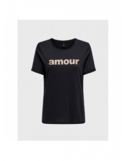 T-shirt olive amour pailleté bleu marine femme - Only