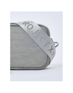 Sac bandoulière logo brodé gris femme - Project X Paris