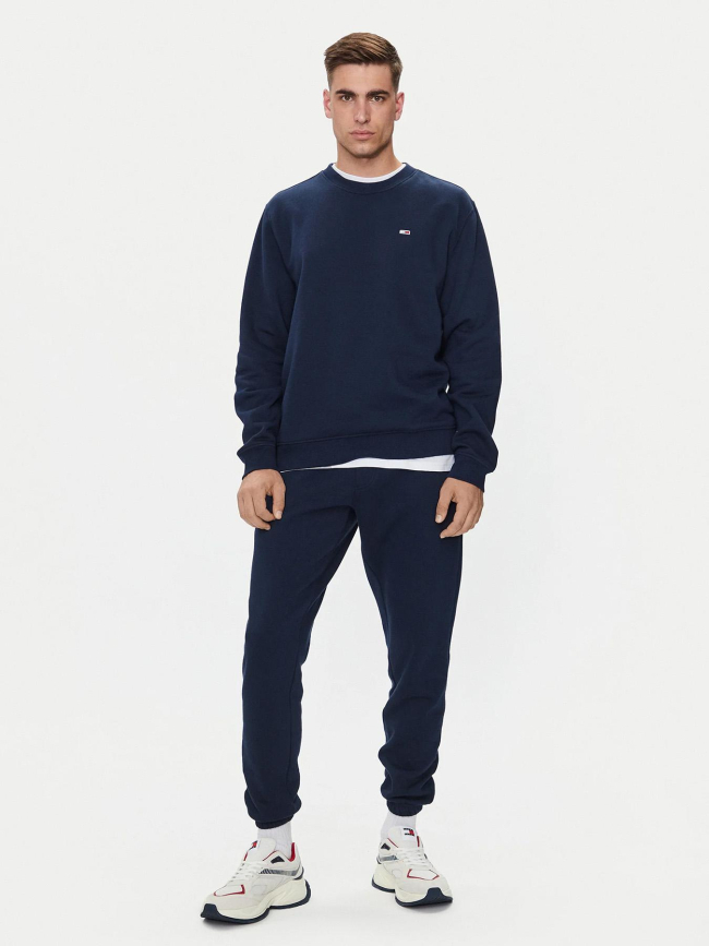 Sweat uni regular logo bleu marine homme - Tommy Jeans