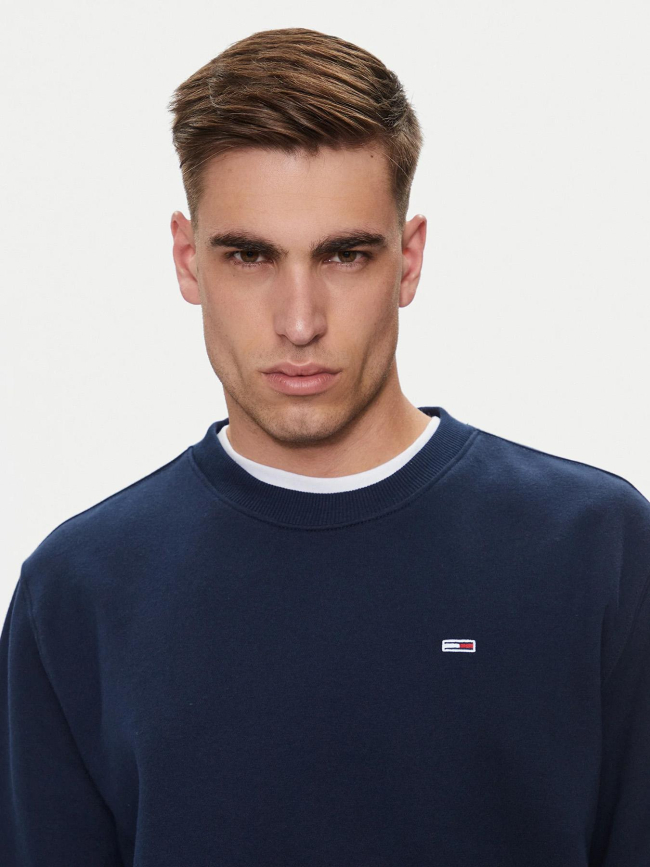 Sweat uni regular logo bleu marine homme - Tommy Jeans