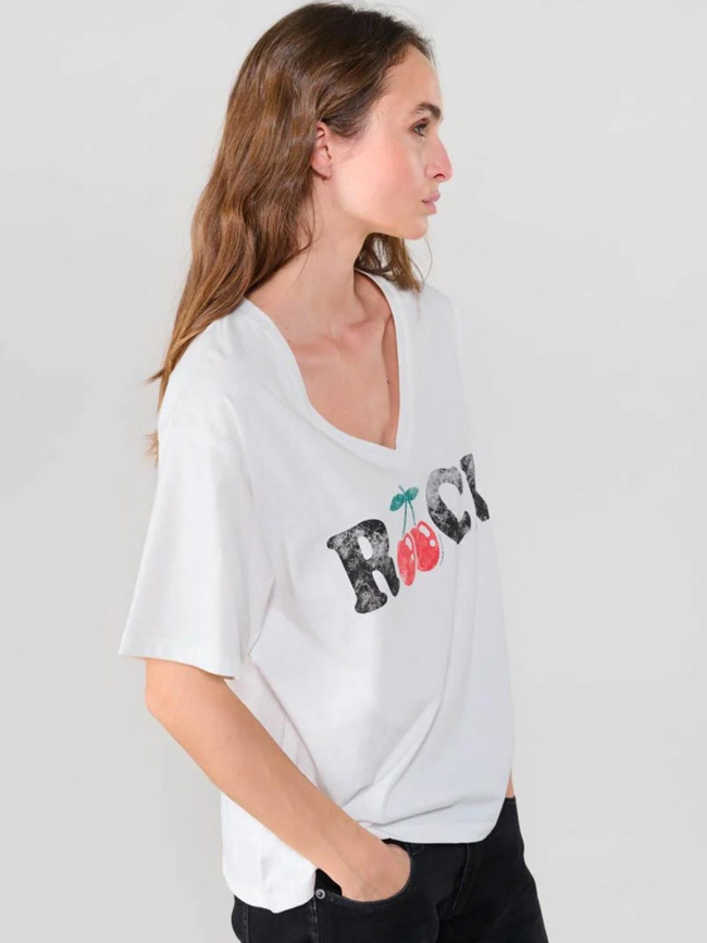 T-shirt col v auldi blanc femme - Le Temps Des Cerises