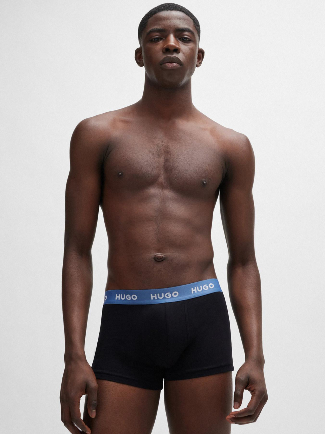 Pack 3 boxers stretch bandes colorées noir homme - Hugo