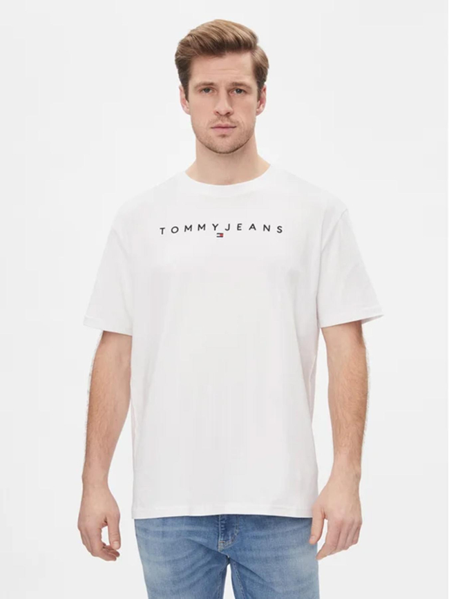 T-shirt regular linear logo blanc homme - Tommy Jeans