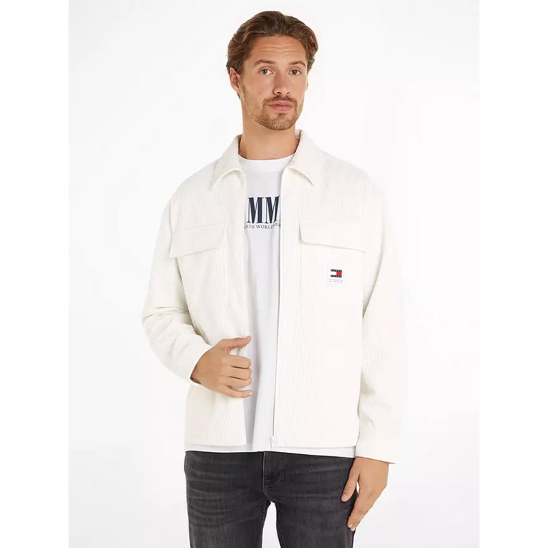 Surchemise chunky corduroy blanc homme - Tommy Jeans