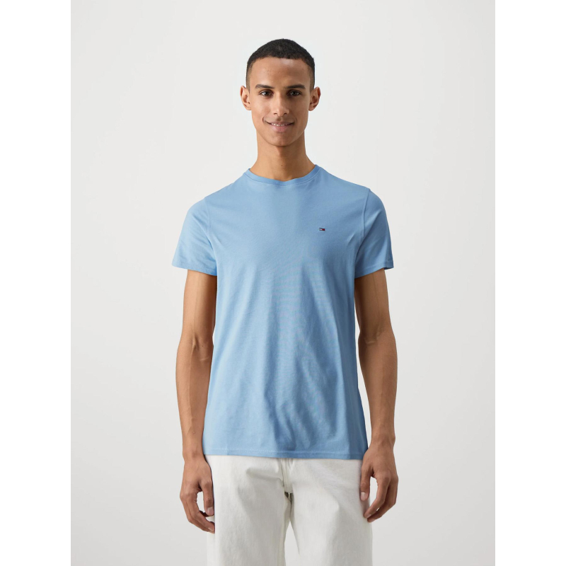 T-shirt slim logo brodé bleu ciel homme - Tommy Jeans