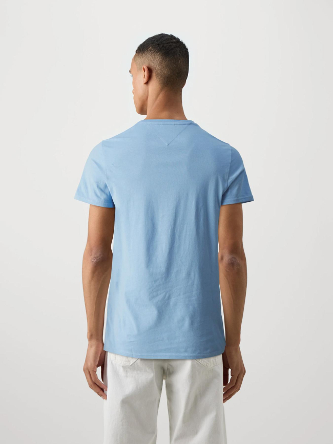 T-shirt slim logo brodé bleu ciel homme - Tommy Jeans