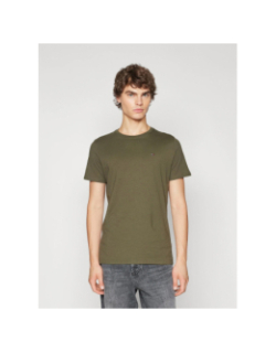 T-shirt slim logo brodé kaki homme - Tommy Jeans