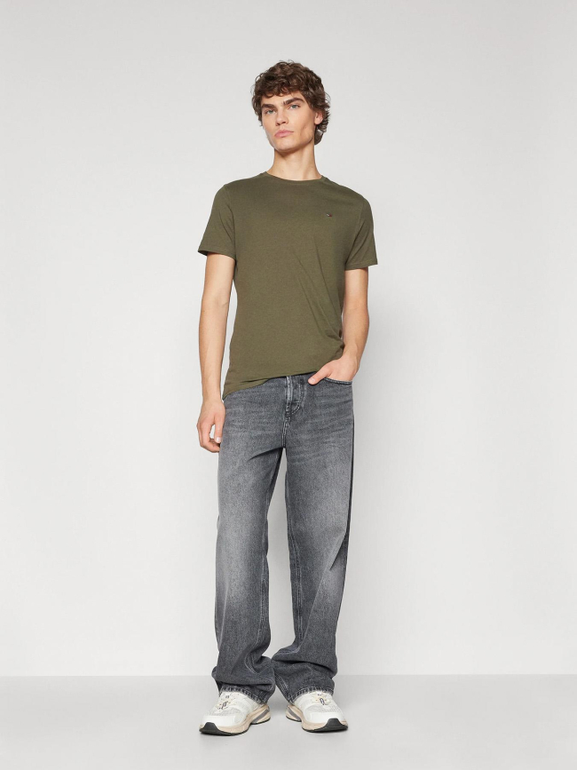 T-shirt slim logo brodé kaki homme - Tommy Jeans