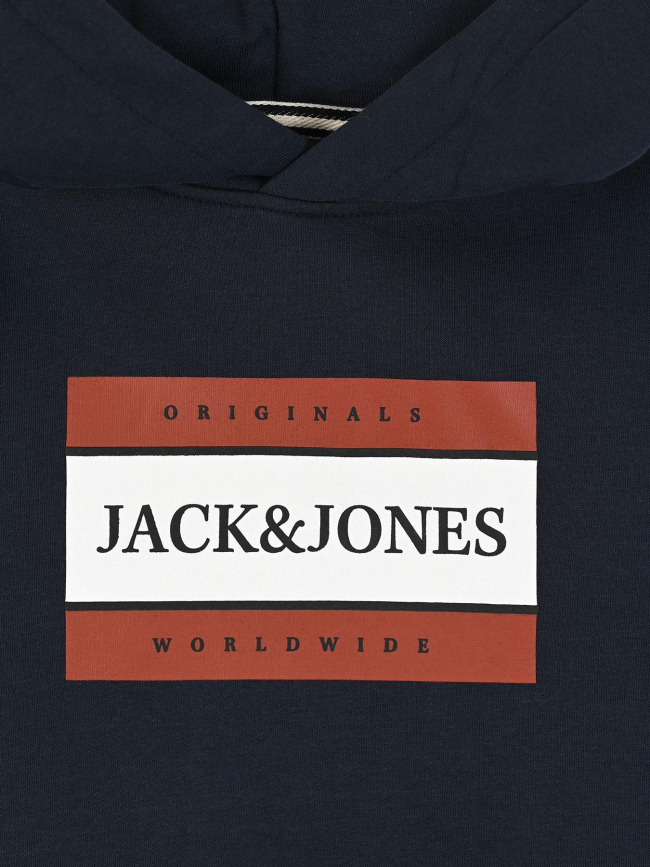 Sweat à capuche box bleu marine garçon - Jack & Jones