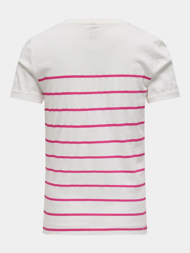 T-shirt kogemily life à rayures blanc/rose fille - Only