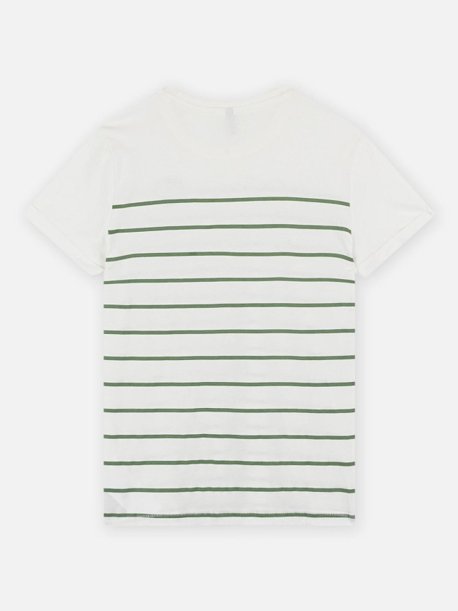 T-shirt kogemily life à rayures blanc/vert fille - Only