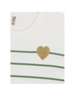 T-shirt kogemily life à rayures blanc/vert fille - Only