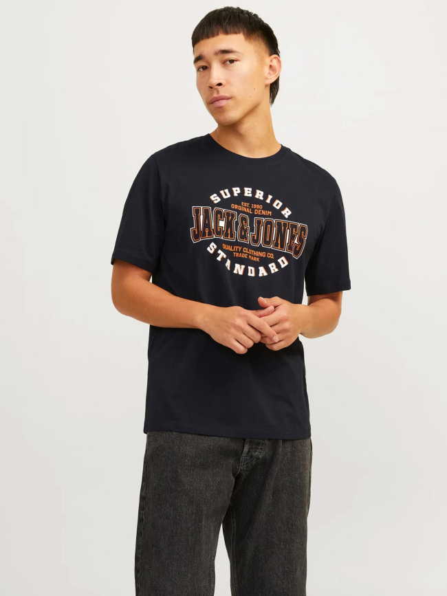 T-shirt logo o-neck noir homme - Jack & Jones