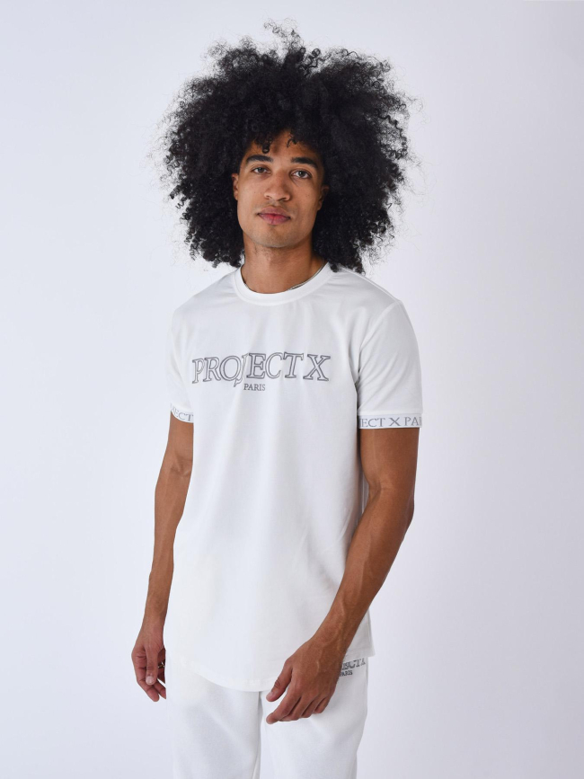 T-shirt logo brodé blanc homme - Project X Paris