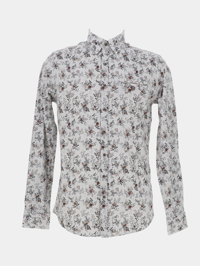 Chemise linove à fleurs blanc homme - Benson & Cherry