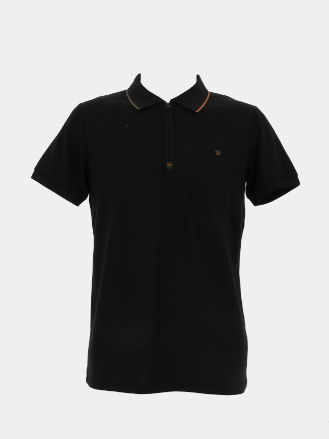 Polo zippé classic mc noir homme - Benson & Cherry