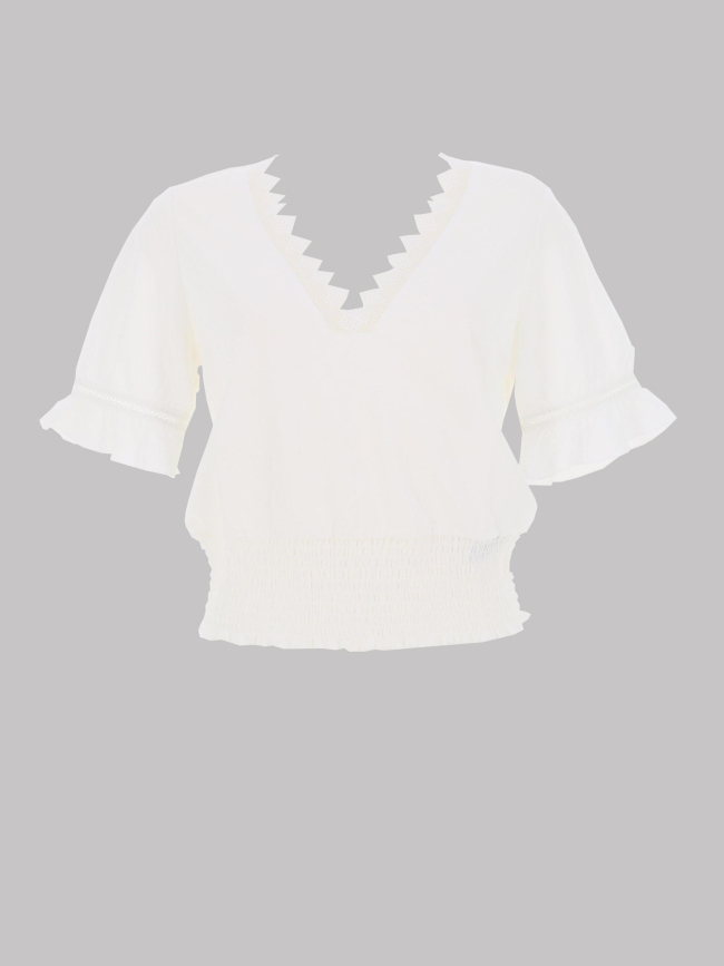 T-shirt col v dblue blanc femme - Morgan