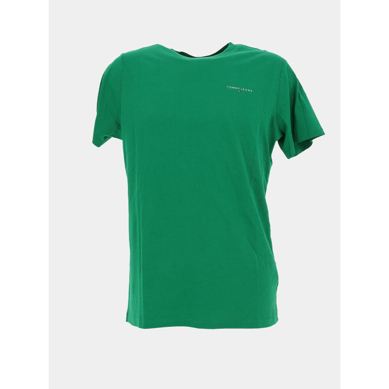 T-shirt slim linear logo vert homme - Tommy Jeans