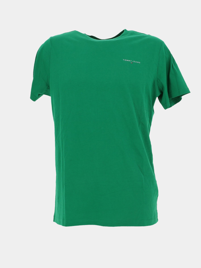 T-shirt slim linear logo vert homme - Tommy Jeans