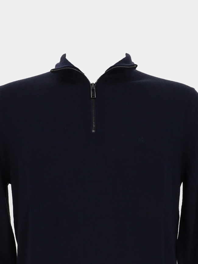 Pull en laine merino zip bleu marine homme - Calvin Klein