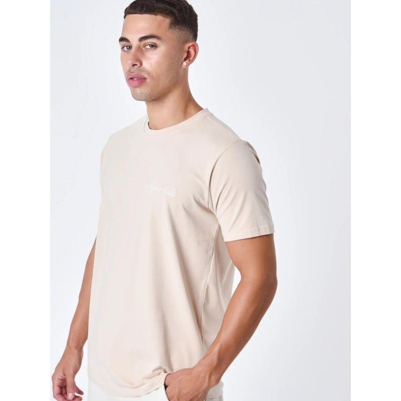 T-shirt coupe droite logo brodé beige homme - Project x Paris