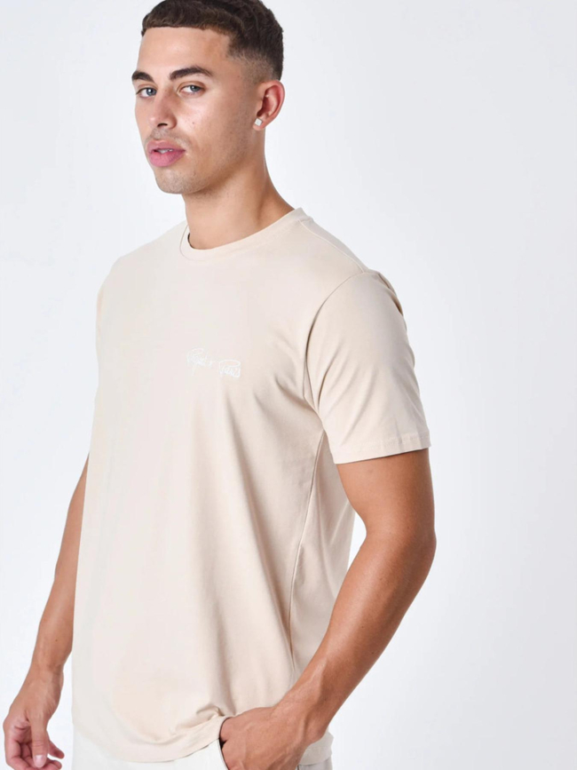 T-shirt coupe droite logo brodé beige homme - Project x Paris