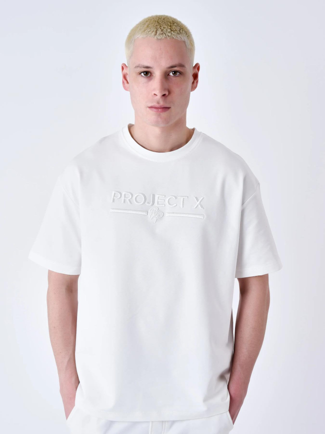 T-shirt logo brodé blanc homme - Project x Paris