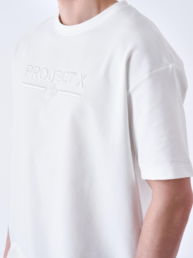 T-shirt logo brodé blanc homme - Project x Paris