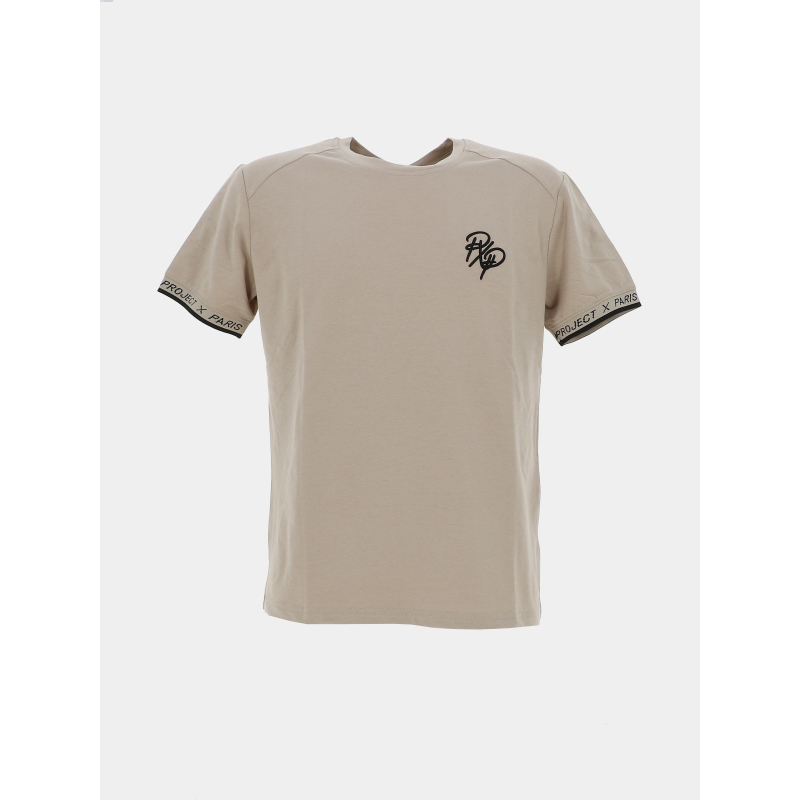 T-shirt logo pxp brodé beige homme - Project X Paris