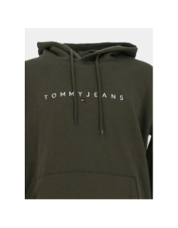 Sweat à capuche regular linear logo vert homme - Tommy Jeans