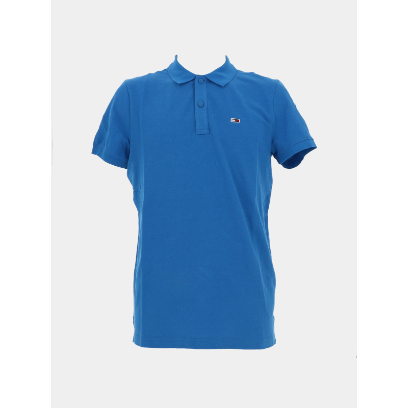 Polo slim placket bleu homme - Tommy Jeans